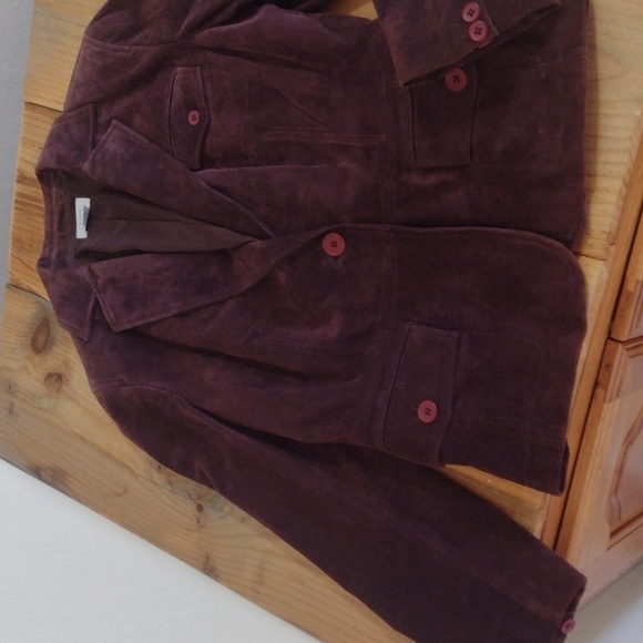 Loft Vintage Purple Leather One Button Jacket Size 12 - Picture 6 of 10